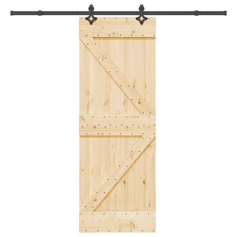 vidaXL tömör fenyőfa tolóajtó fémszerelékszettel 70 x 210 cm