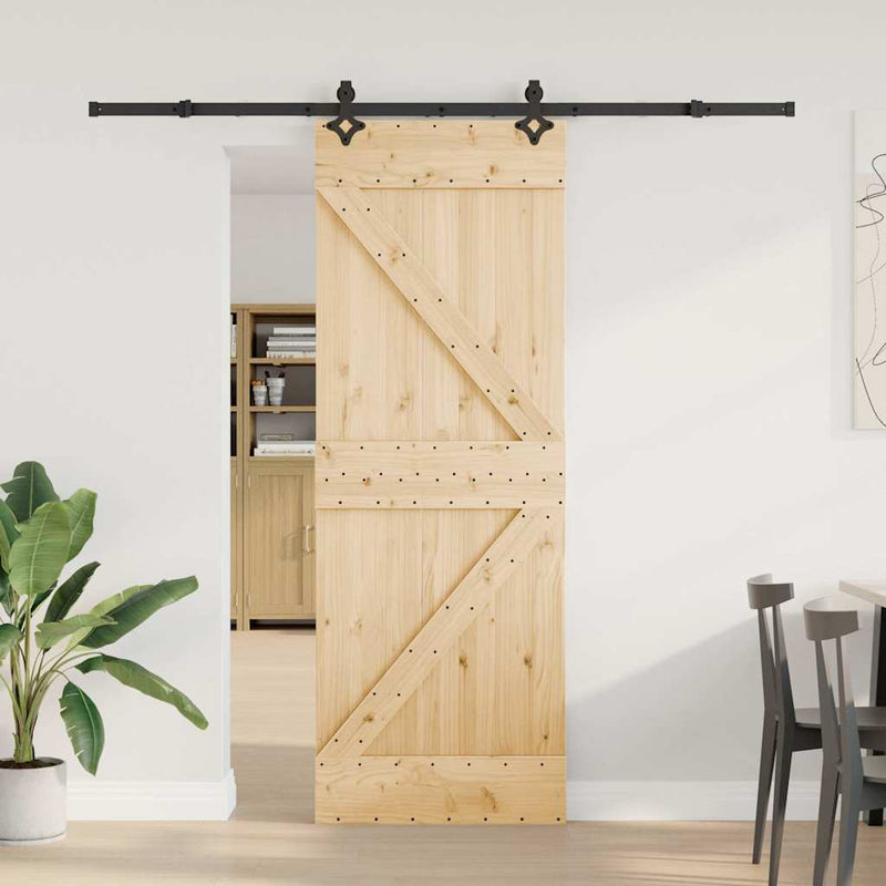 vidaXL tömör fenyőfa tolóajtó fémszerelékszettel 70 x 210 cm