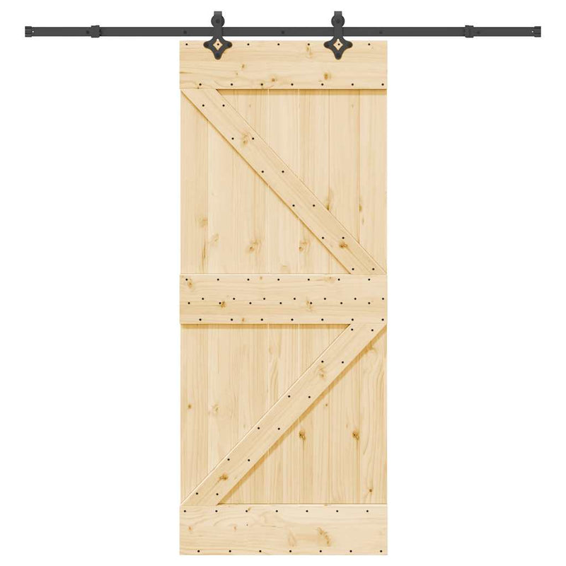 vidaXL tömör fenyőfa tolóajtó fémszerelékszettel 85x210 cm