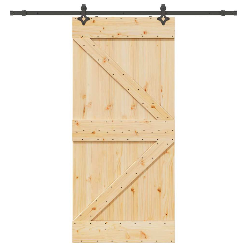 vidaXL tömör fenyőfa tolóajtó fémszerelékszettel 80 x 210 cm