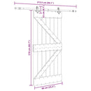 vidaXL tömör fenyőfa tolóajtó fémszerelékszettel 90 x 210 cm