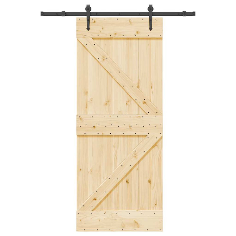vidaXL tömör fenyőfa tolóajtó fémszerelékszettel 85x210 cm