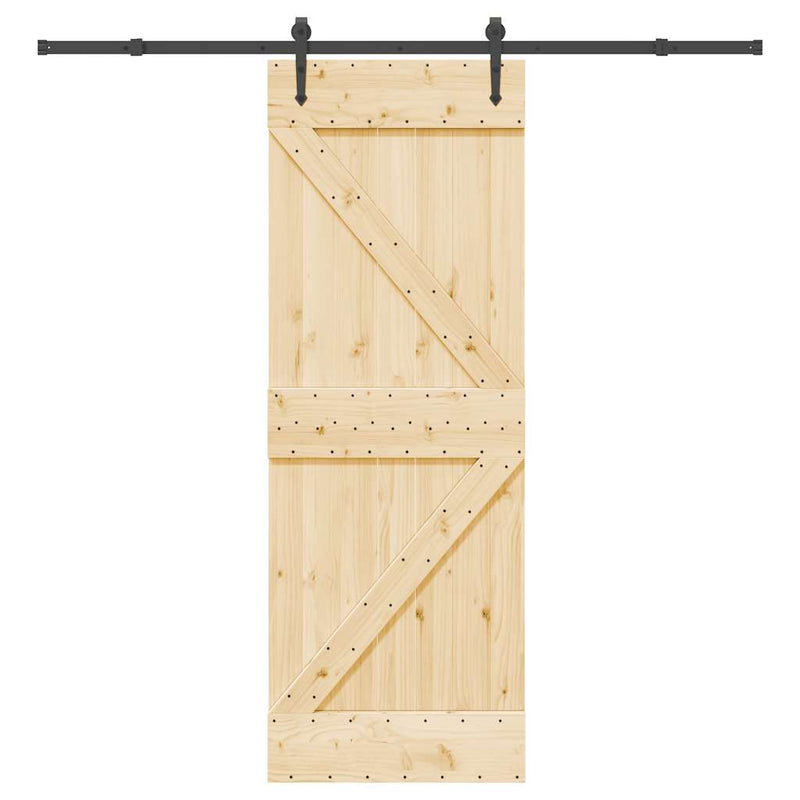 vidaXL tömör fenyőfa tolóajtó fémszerelékszettel 70 x 210 cm