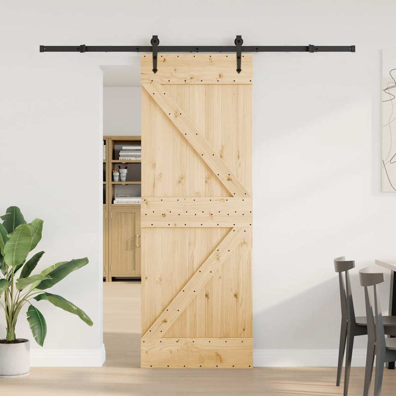 vidaXL tömör fenyőfa tolóajtó fémszerelékszettel 70 x 210 cm