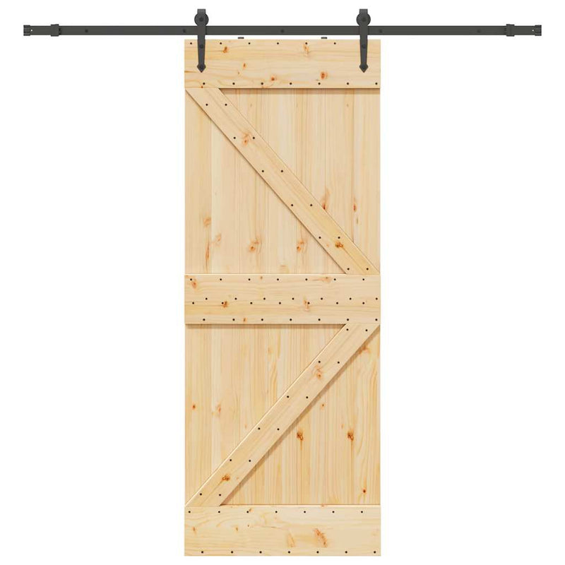 vidaXL tömör fenyőfa tolóajtó fémszerelékszettel 80 x 210 cm