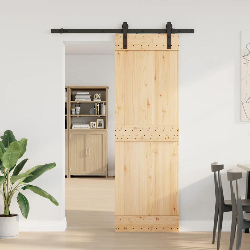 vidaXL tömör fenyőfa tolóajtó fémszerelékszettel 70 x 210 cm
