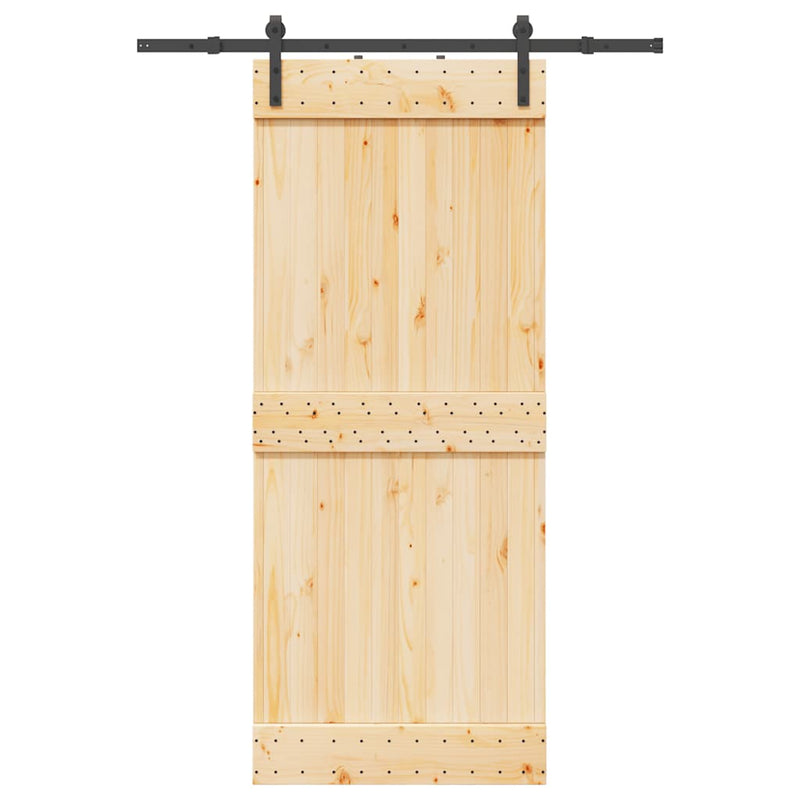 vidaXL tömör fenyőfa tolóajtó fémszerelékszettel 85x210 cm
