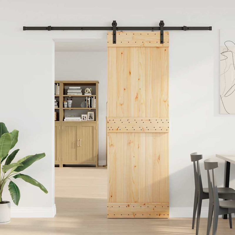 vidaXL tömör fenyőfa tolóajtó fémszerelékszettel 70 x 210 cm