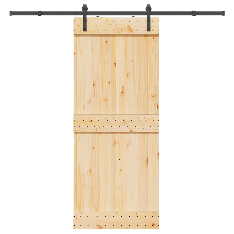 vidaXL tömör fenyőfa tolóajtó fémszerelékszettel 85x210 cm