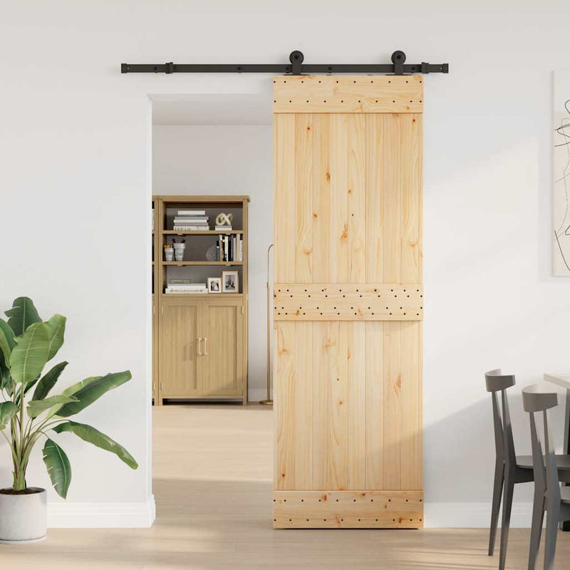 vidaXL tömör fenyőfa tolóajtó fémszerelékszettel 70 x 210 cm