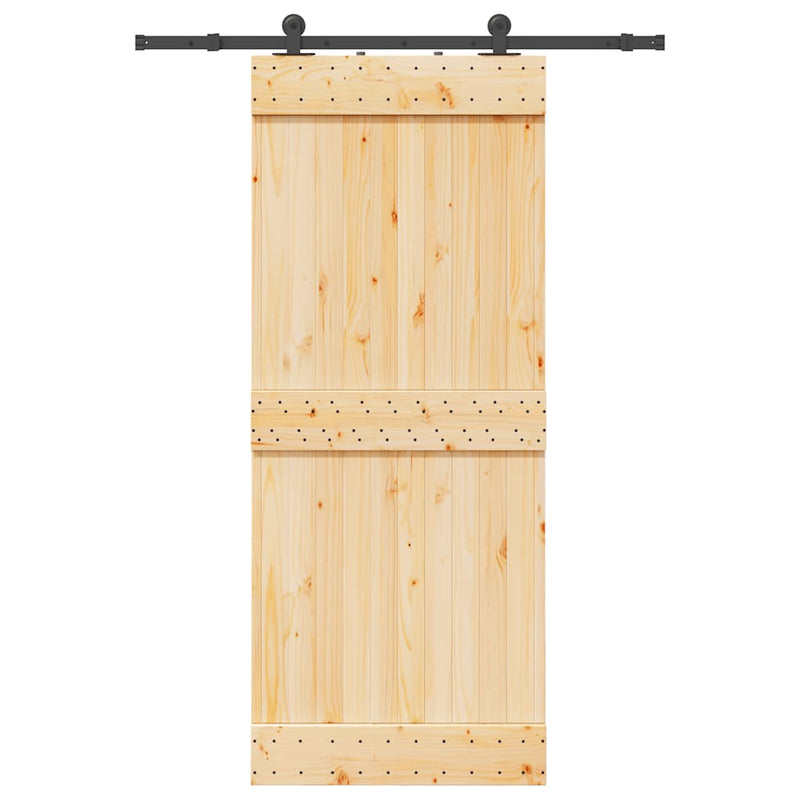 vidaXL tömör fenyőfa tolóajtó fémszerelékszettel 85x210 cm