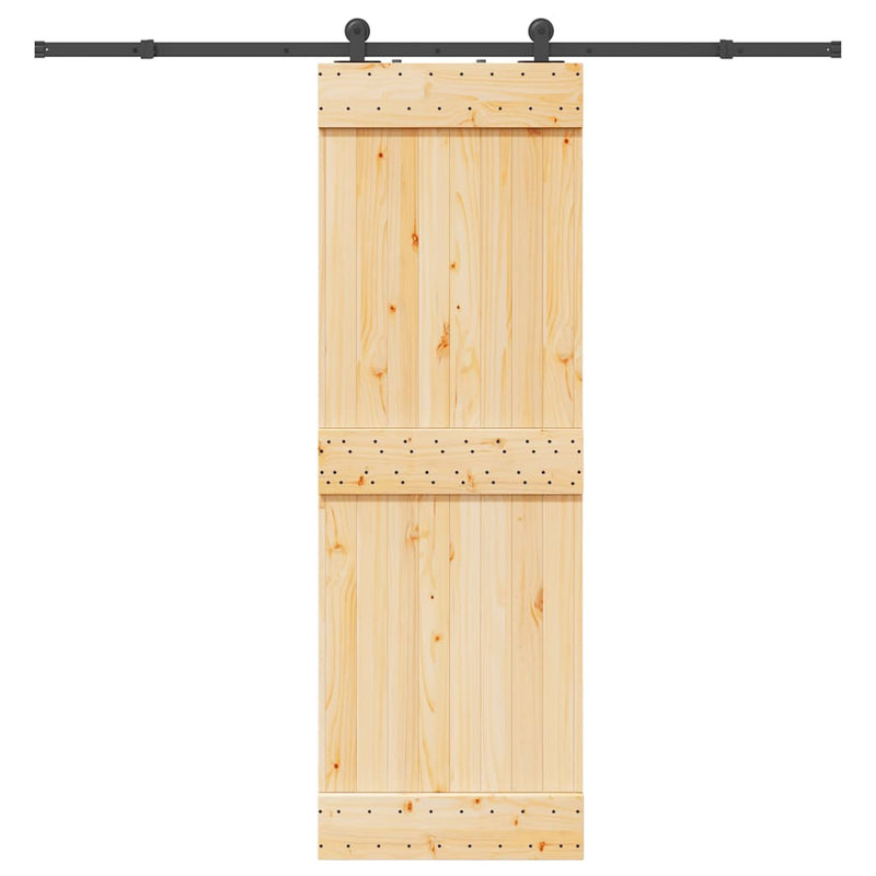 vidaXL tömör fenyőfa tolóajtó fémszerelékszettel 70 x 210 cm