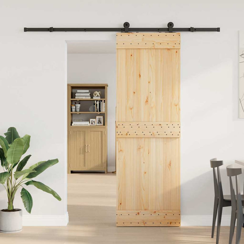 vidaXL tömör fenyőfa tolóajtó fémszerelékszettel 70 x 210 cm