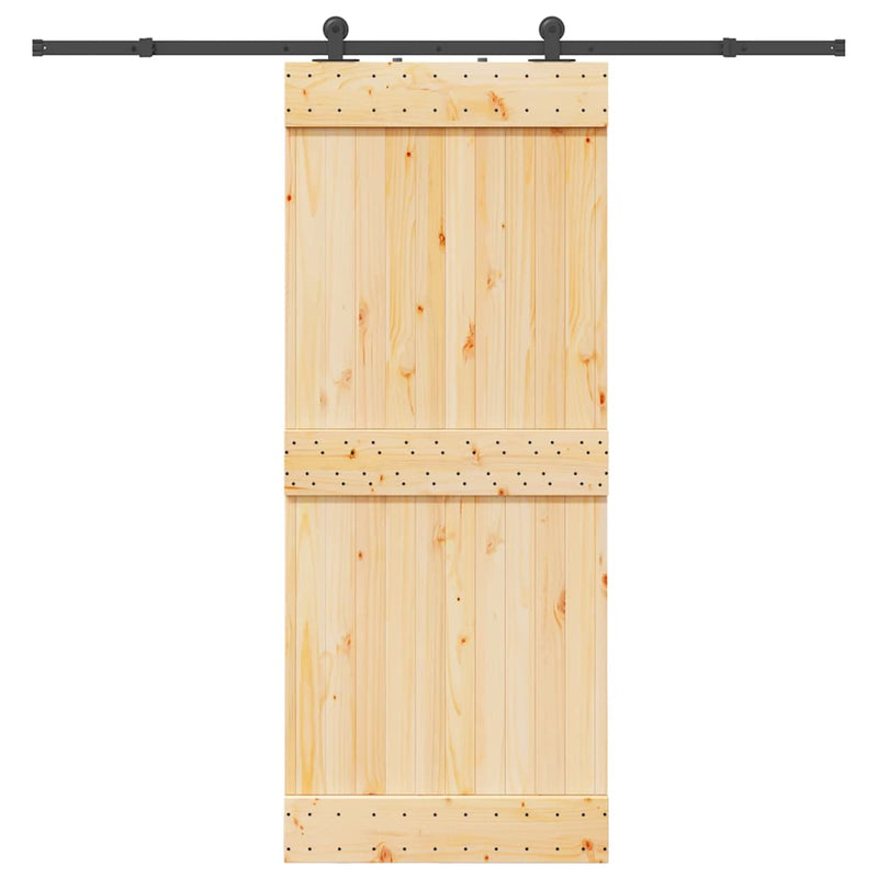 vidaXL tömör fenyőfa tolóajtó fémszerelékszettel 85x210 cm