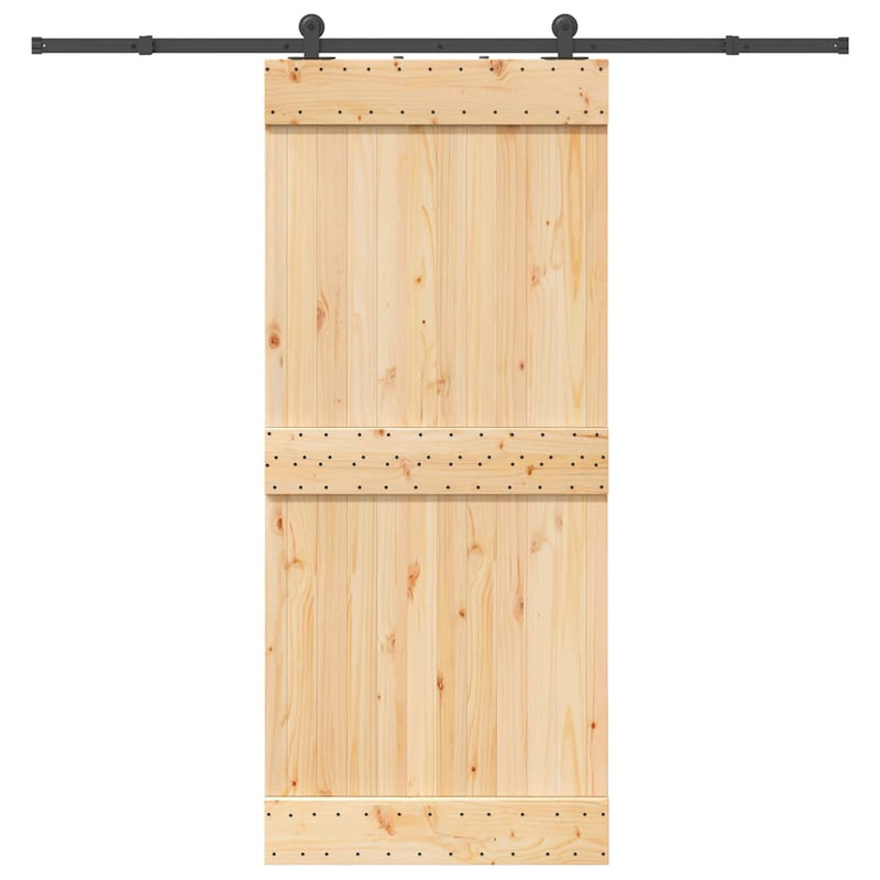 vidaXL tömör fenyőfa tolóajtó fémszerelékszettel 90 x 210 cm