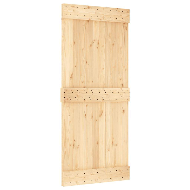vidaXL tömör fenyőfa tolóajtó fémszerelékszettel 90 x 210 cm