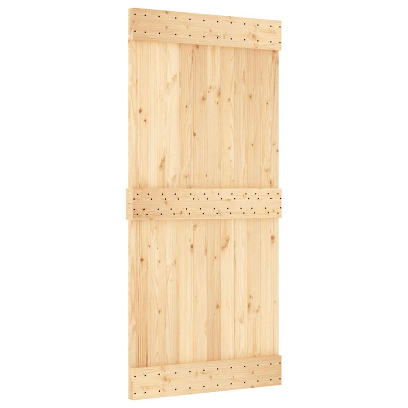 vidaXL tömör fenyőfa tolóajtó fémszerelékszettel 100 x 210 cm