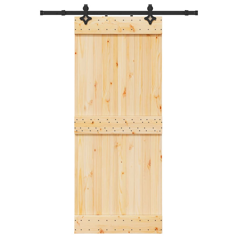 vidaXL tömör fenyőfa tolóajtó fémszerelékszettel 85x210 cm