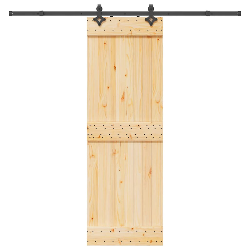 vidaXL tömör fenyőfa tolóajtó fémszerelékszettel 70 x 210 cm