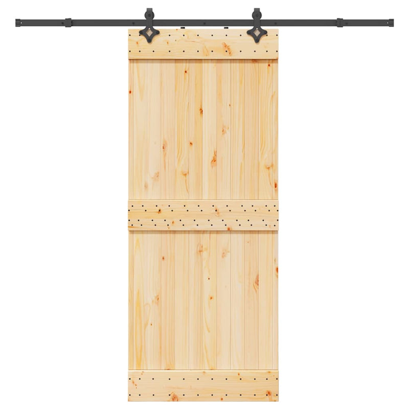 vidaXL tömör fenyőfa tolóajtó fémszerelékszettel 85x210 cm