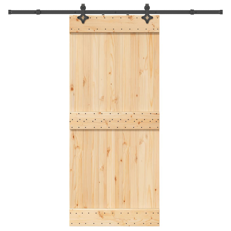 vidaXL tömör fenyőfa tolóajtó fémszerelékszettel 90 x 210 cm