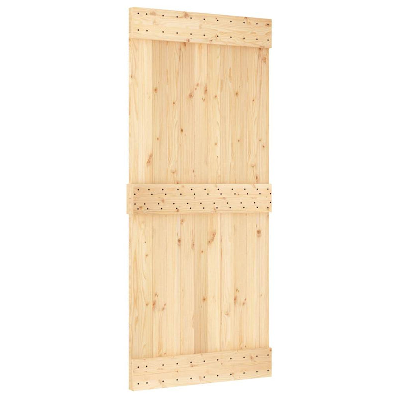 vidaXL tömör fenyőfa tolóajtó fémszerelékszettel 90 x 210 cm