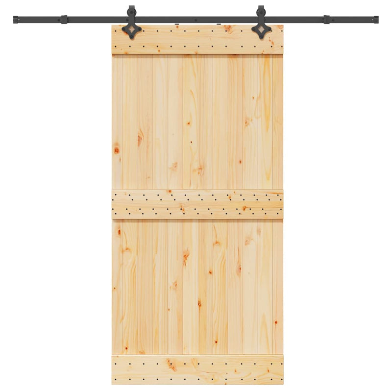 vidaXL tömör fenyőfa tolóajtó fémszerelékszettel 100 x 210 cm