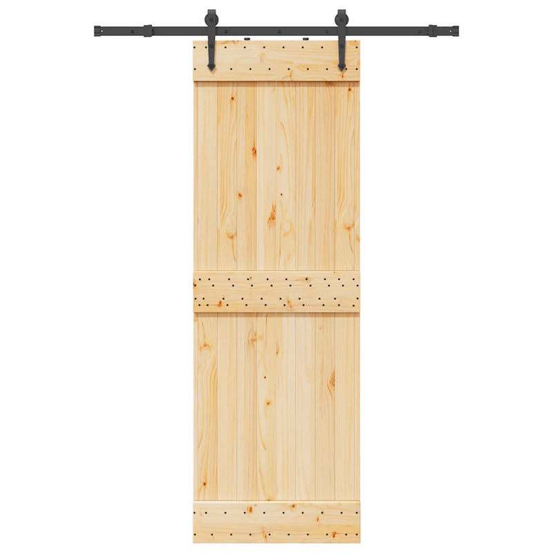 vidaXL tömör fenyőfa tolóajtó fémszerelékszettel 70 x 210 cm