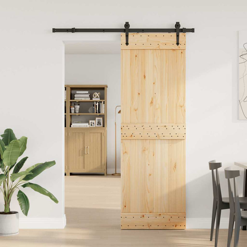vidaXL tömör fenyőfa tolóajtó fémszerelékszettel 70 x 210 cm