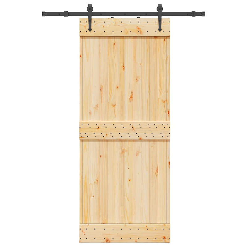 vidaXL tömör fenyőfa tolóajtó fémszerelékszettel 85x210 cm