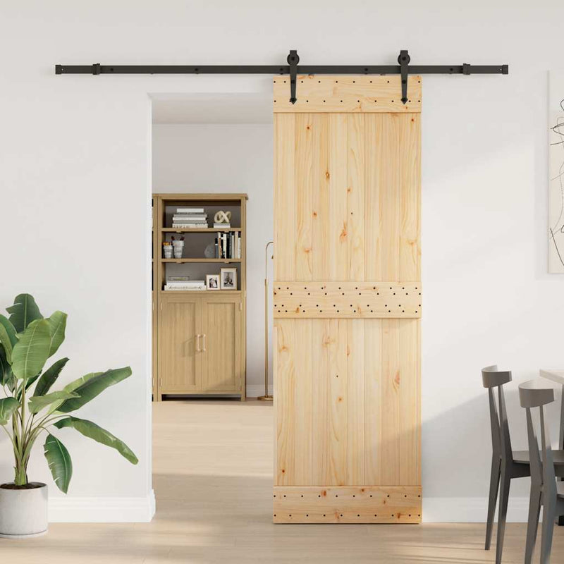 vidaXL tömör fenyőfa tolóajtó fémszerelékszettel 70 x 210 cm