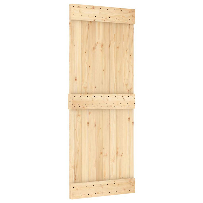 vidaXL tömör fenyőfa tolóajtó fémszerelékszettel 85x210 cm