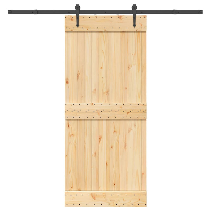 vidaXL tömör fenyőfa tolóajtó fémszerelékszettel 90 x 210 cm