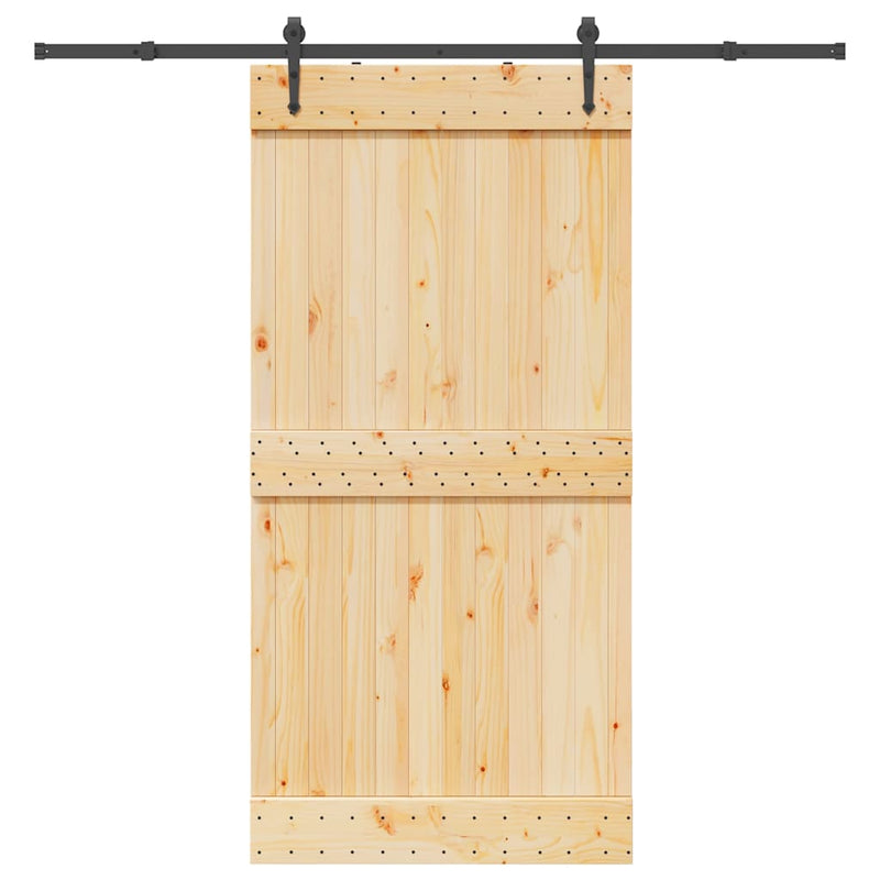 vidaXL tömör fenyőfa tolóajtó fémszerelékszettel 100 x 210 cm