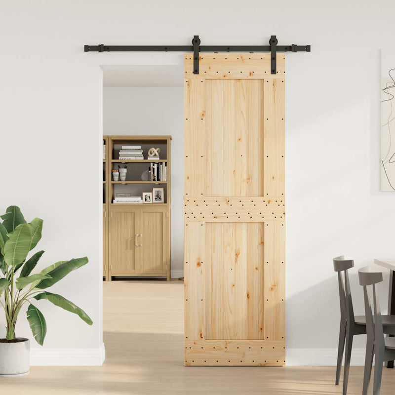 vidaXL tömör fenyőfa tolóajtó fémszerelékszettel 70 x 210 cm
