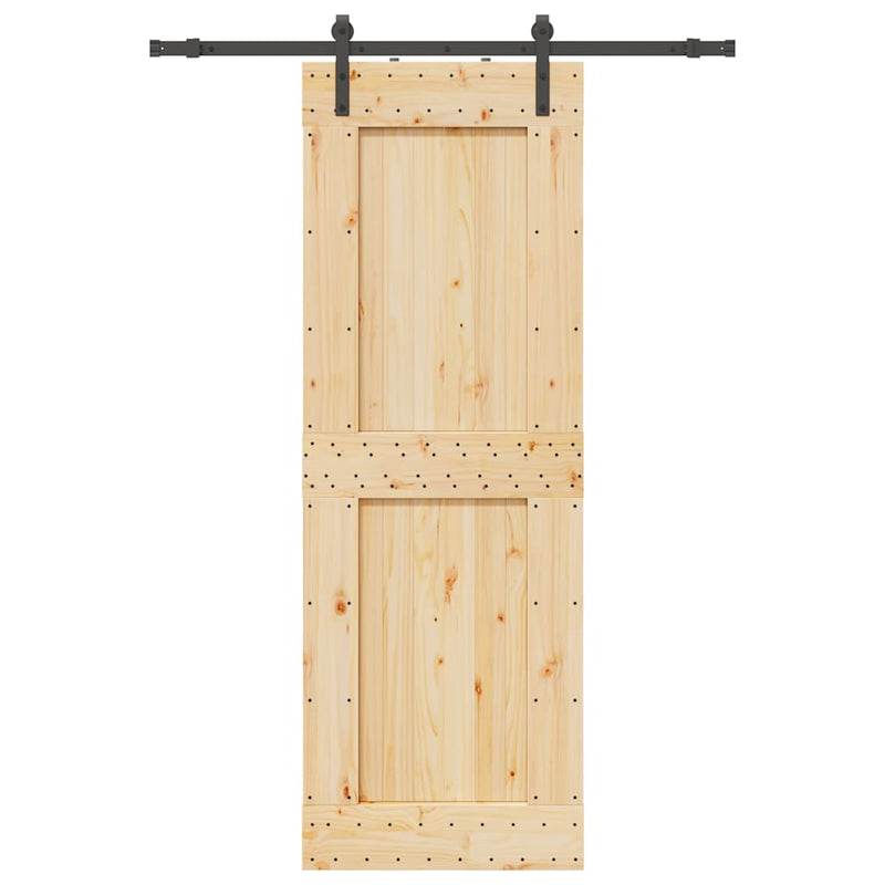 vidaXL tömör fenyőfa tolóajtó fémszerelékszettel 85x210 cm
