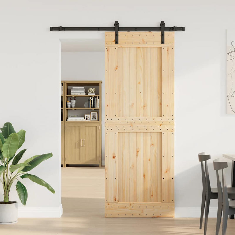 vidaXL tömör fenyőfa tolóajtó fémszerelékszettel 85x210 cm