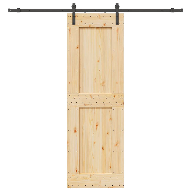 vidaXL tömör fenyőfa tolóajtó fémszerelékszettel 70 x 210 cm