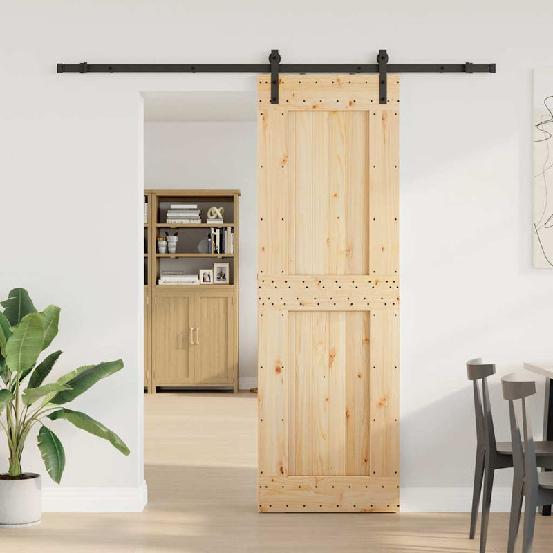 vidaXL tömör fenyőfa tolóajtó fémszerelékszettel 70 x 210 cm