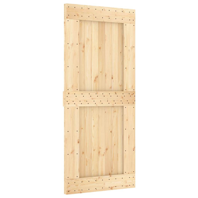vidaXL tömör fenyőfa tolóajtó fémszerelékszettel 90 x 210 cm