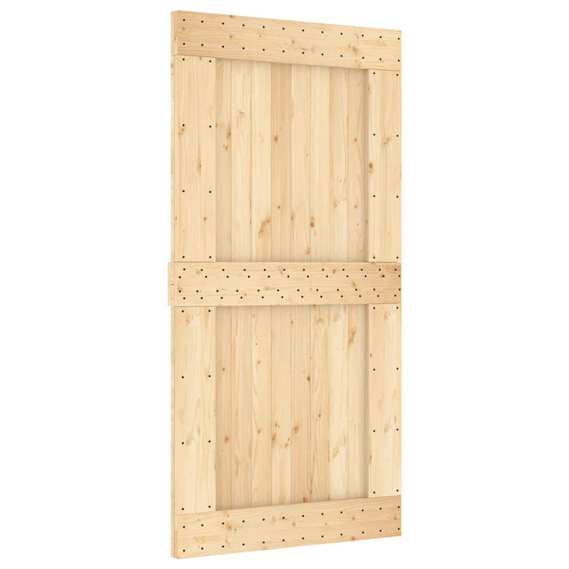 vidaXL tömör fenyőfa tolóajtó fémszerelékszettel 100 x 210 cm