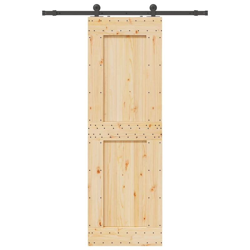 vidaXL tömör fenyőfa tolóajtó fémszerelékszettel 70 x 210 cm
