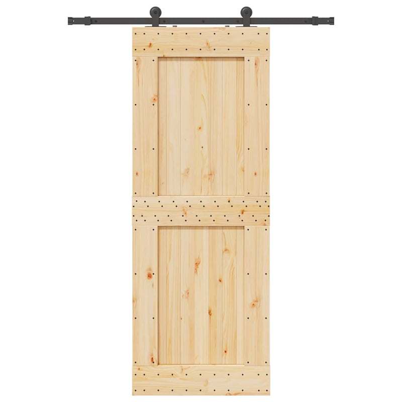 vidaXL tömör fenyőfa tolóajtó fémszerelékszettel 85x210 cm