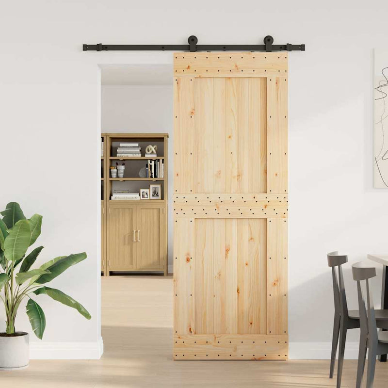 vidaXL tömör fenyőfa tolóajtó fémszerelékszettel 85x210 cm