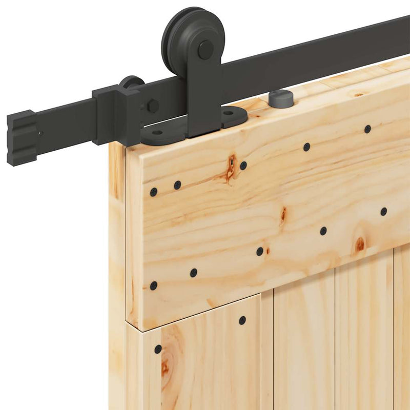 vidaXL tömör fenyőfa tolóajtó fémszerelékszettel 95 x 210 cm