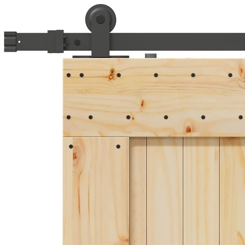 vidaXL tömör fenyőfa tolóajtó fémszerelékszettel 95 x 210 cm