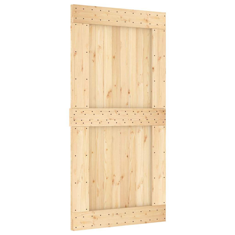 vidaXL tömör fenyőfa tolóajtó fémszerelékszettel 100 x 210 cm
