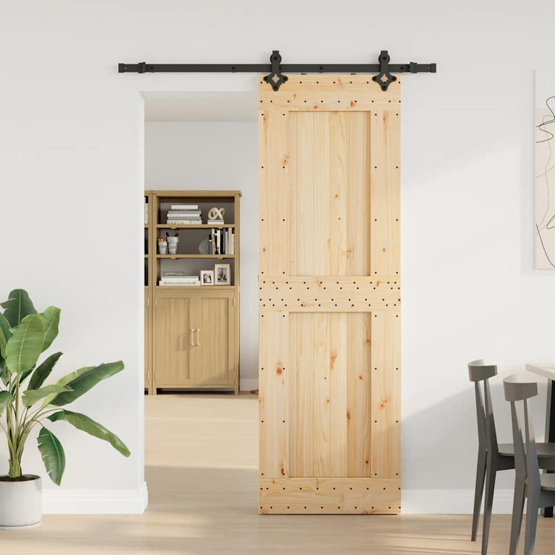 vidaXL tömör fenyőfa tolóajtó fémszerelékszettel 70 x 210 cm