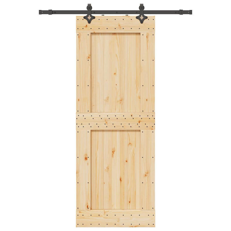 vidaXL tömör fenyőfa tolóajtó fémszerelékszettel 85x210 cm
