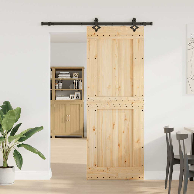 vidaXL tömör fenyőfa tolóajtó fémszerelékszettel 85x210 cm